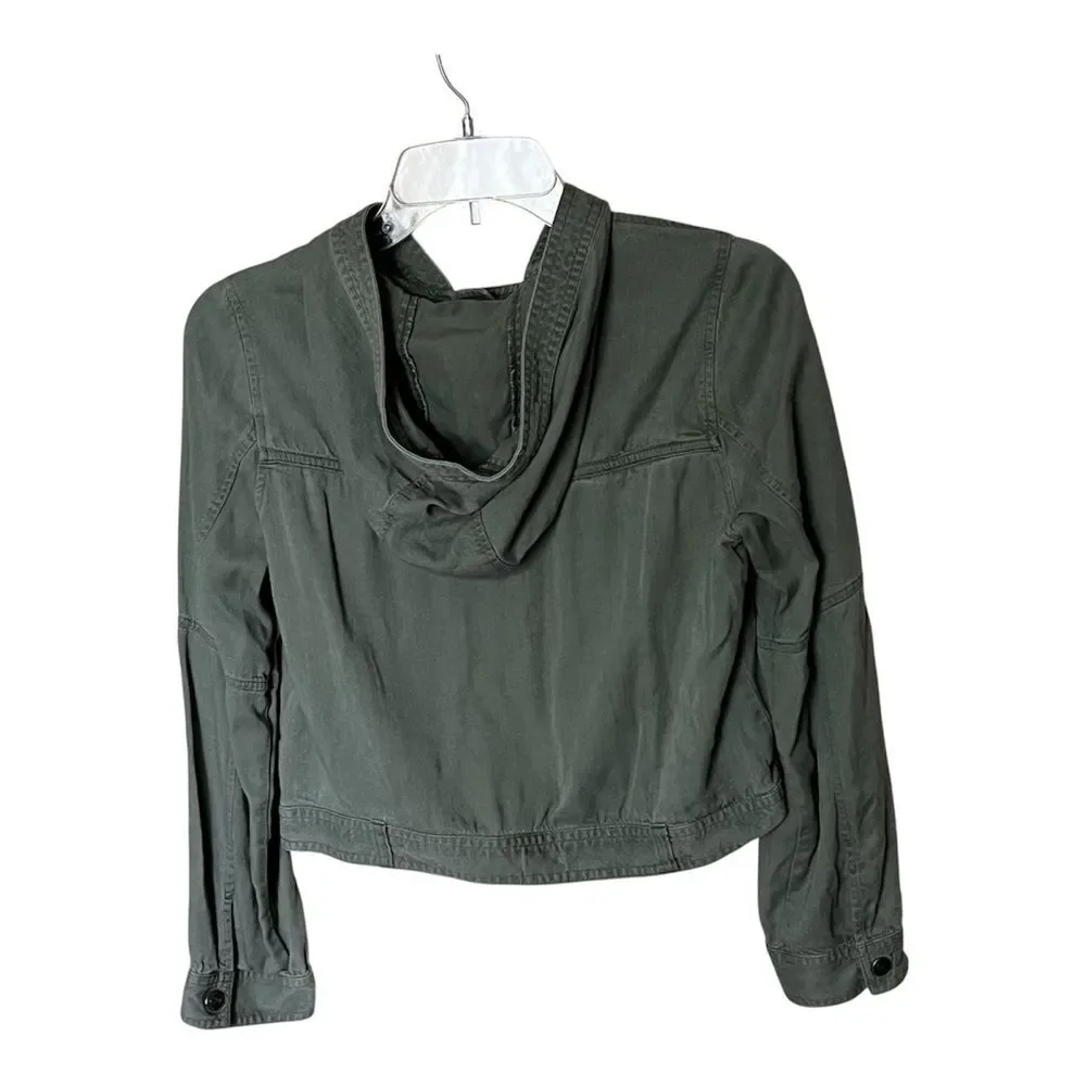 Abercrombie Kids Army Green Hooded Snap Front Utility Jacket Coat Size Large